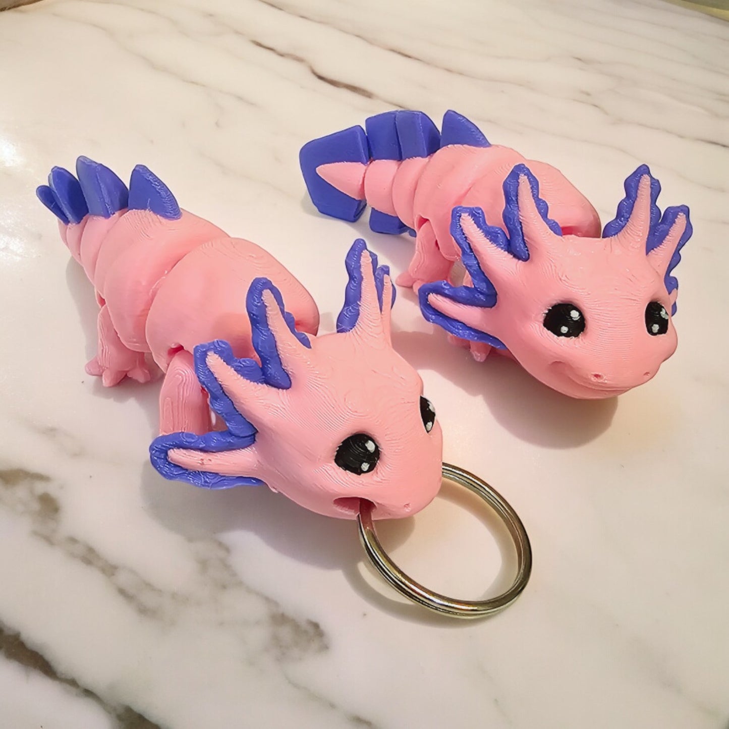 Axolotl Pair - Articulated Keychain & Desk Buddy
