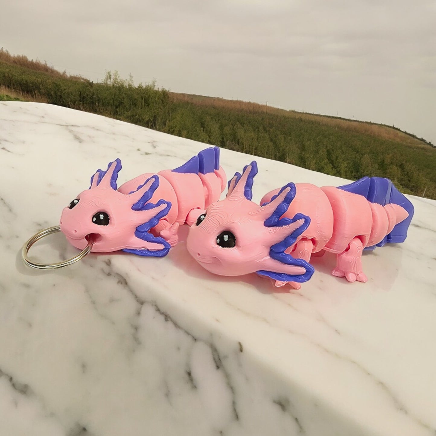 Axolotl Pair - Articulated Keychain & Desk Buddy